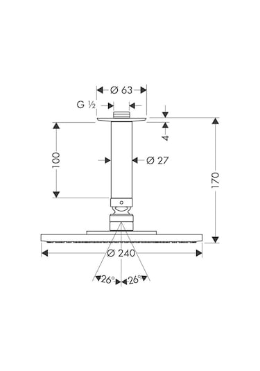 Hansgrohe Raındance S Tepe Dusu 240 1Jet Ecosmart 9Lt/Dk Tavan Ba Diğer