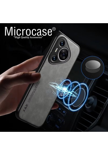 Huawei Pura 70 Deri Kaplama Kılıf Al4970 Gri