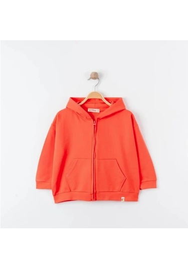 Tiffany Sweatshirt Kapüşonlu Oversize Theme Mercan-10866 Mercan