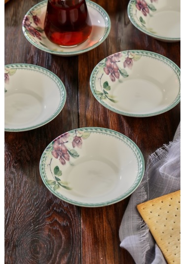 Cooker 6'lı Desenli Porselen Çay Tabağı Mor