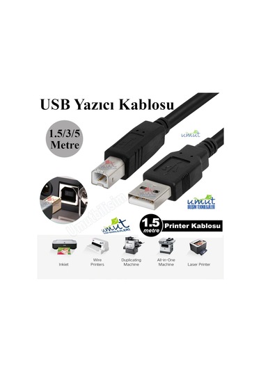 Usb Printer Kablosu 1.5 Metre Usb2.0 - Siyah