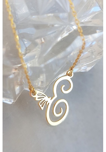 925 Ayar Gümüş E Harfi Kelebek Kolye (509858282)