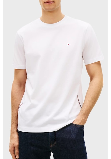 Tommy Hilfiger Erkek T Shirt Mw0mw42393 Ybr Beyaz Beyaz