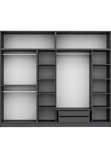 Kale 6 Kapaklı 2 İç Çekmeceli Dolap Ve Yüklük Antrasit Mebran İlkbahar 255cm Antrasit