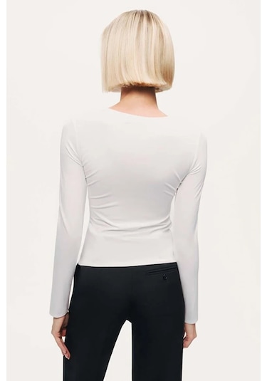Drape Detaylı Bluz Nocturne Ekru