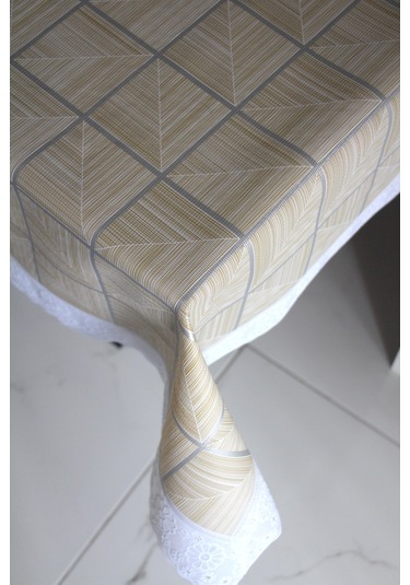 120x150 Zemin Kaydırmaz Silinebilir Muşamba Masa Örtüsü Kahvekaremetalik