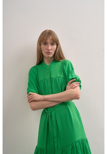 Mathilda Store Kadın Balon Kol Maxi Elbise