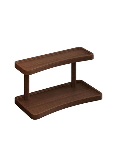 Homyl Ahşap Yükseltici Sergileme Rafı Düzenleyici 2 Katmanlı Kahverengi