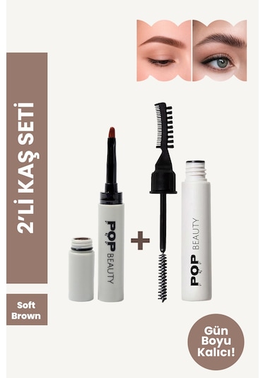 Kaş Sabitleyici Ve Şekillendirici & Kaş Pomadı, 2'li Kaş Bakım Seti Soft Brown