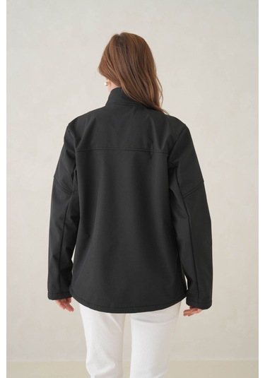 Su Ve Rüzgar Geçirmez İçi Polarlı Kadın Softjel Mont Siyah
