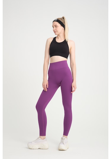 Gymhams Mor Kalçası Büzgülü Premium Fitilli Ekstra Push Up Yüksek Bel Esnek Toparlayıcı Spor Tayt