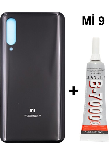 Xiaomi Mi 9 Arka Cam Batarya Pil Kapağı Siyah + Yapıştırıcı B7000