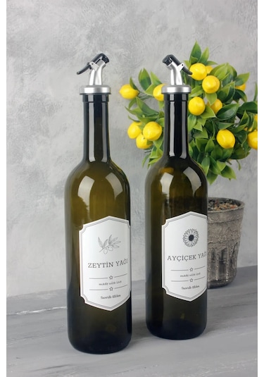 2'li Amber Cam Yağlık 750 Ml Zeytinyağı Ayçiçek Yağı Şiş...