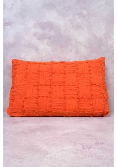 Peraluna Foam Pıllow Şifon Şerit Triko Yastık Kılıfı 60x40 Cm Turuncu - Turuncu