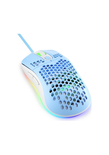 Yaozixa Gm01 Kablolu Mouse Mavi-beyaz: Rgb Arka Işık, 6 Seviye 12000 Dpı Ayarlanabilir, Ergonomik Tasarım, Usb Plug & Play, Programlanabilir Tuşlar