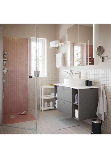 Banyo Tezgahı, Mermer Görünüm, 82x49 Cm Beyaz