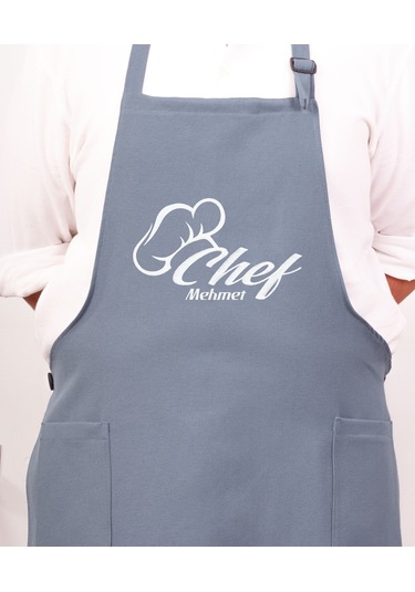 Mutfak Önlüğü Kişiye Ve İsme Özel Nakışlı Mutfak Önlüğü Şef 1 Farklı Renkler Mavi