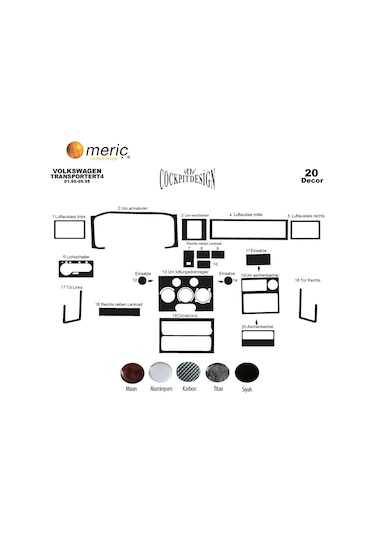 Meriç® Vw Transporter T4 Ön Torpido Kaplama 20 Parça 1996-1998 (530157701)