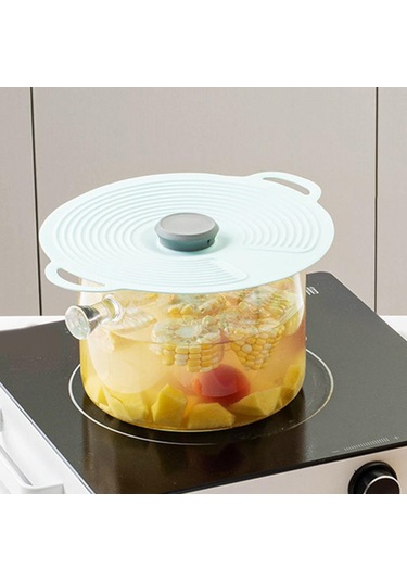 Suntek Isıya Dayanıklı Silikon Tencere Kapağı, Gıda Mavi-20cm Mavi 20cm