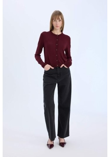 Defacto Regular Fit Bisiklet Yaka Hırka E5032ax24wnbr467 Bordo