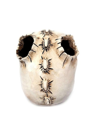 Fortunelane Kafta Baş Süsü İskelet Kalemlik Masaüstü Kalem Düzenleyici Makyaj Fırçası Araçları Depolama Beyaz