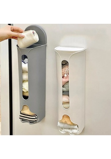 Yaozixa Duvar Montlu Dikey Çanta Depolama Organizatörü, 9x9x30 Cm, Hızlı Erişim Açık Kapağı, Dayanıklı Polipropilen, Market Ve Çöp Çantaları İçin Beyaz