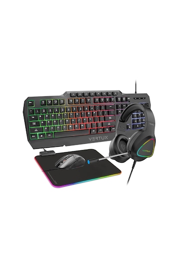 Vertux Vertukit 4in1 Klavye, Mouse, Mousepad, Kulaklık Oyuncu Gaming Başlangıç Set Optik