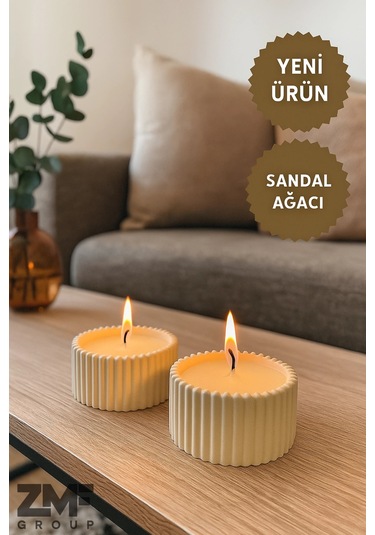 Kase İçinde 2'li Sandal Ağacı Kokulu Mum Set Beyaz