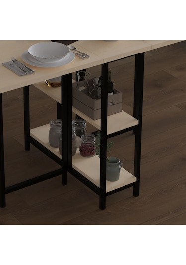 Metal Ayaklı Katlanır Mutfak Masası Km-31 Akçaağaç Akçaağaç