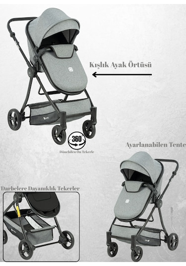 Quard Promax Travel Sistem Bebek Arabası Gri