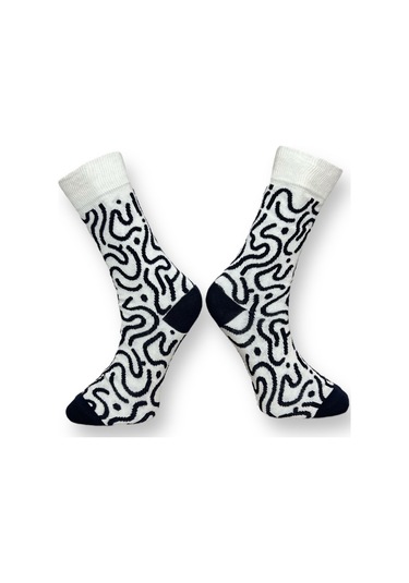 3'lü Unısex Geometrik Ve Soyut Tasarımlı Esnek Nem Alabilen Pamuklu Spor Soket Çoraplar Çok Renkli