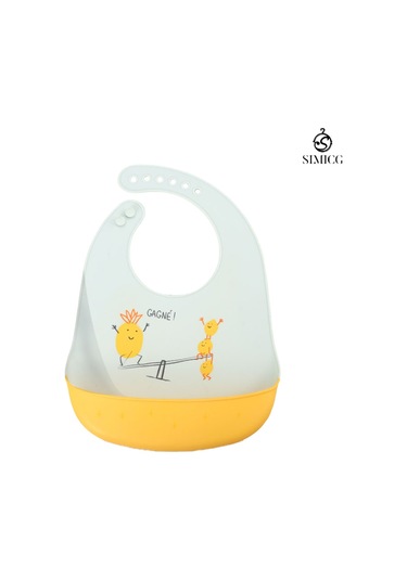 Sarı-beyaz Renk Ananas Ve Mango Oyun Desenli Silikon Önlük