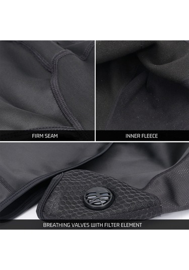 Fosenze Unisex Siyah Bisiklet Maskesi - Isı Sağlar, Rüzgar Ve Toz Korur, Nefes Valfi İle Konforlu, Spor İçin Elbise Xt7912 Siyah