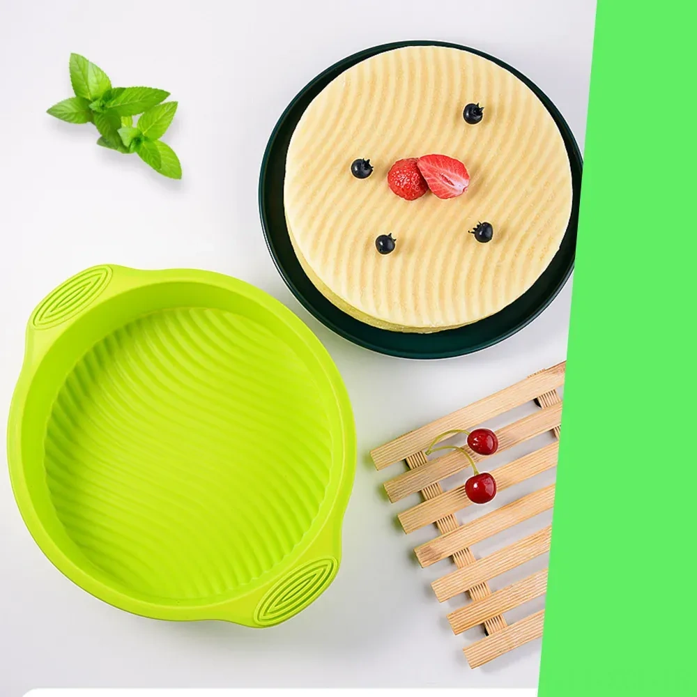 Konesam Yemek Silikon Fırın Tepsisi, Yuvarlak, 1 Bölmeli, 25x28 Cm, Yağsız Pişirme, Fırın/mikrodalga Uyumlu, Yeşil Renk