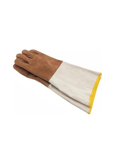 Trendooze Kaynak Eldivenleri - Deri, Uzun, Aşınmaya Dayanıklı Eldivenler - Kürk Kaplı, Tuval Kollu