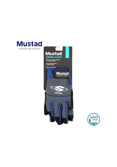 Mustad Landing Balıkçı Eldiveni Large Gri - Mavi