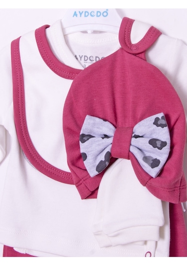 Aydodo Kız Bebek 5li Zıbın Set Pembe Bebe Takım Gülkurusu