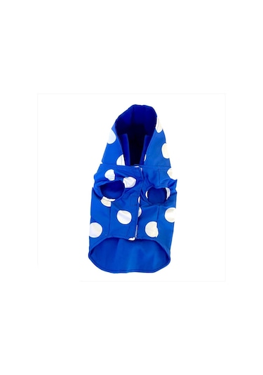 Kemique Mega Dots Blue Kapşonlu Köpek Yağmurluğu
