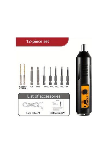 Honeybeeshop 12 Adet Kablosuz Elektrikli Tornavida Seti 3 6v Şarjlı Matkap Usb Şarj Lityum Pil Ev Onarım Aksesuarlar Dahil