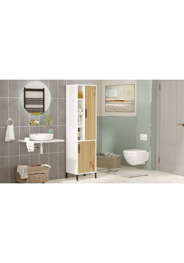 Robin Home Bianca Çok Amaçlı Dolap Banyo Dolabı Keçe-Beyaz (531063153) Beyaz