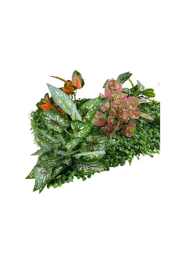 Yapay Çiçek Duvar Kaplama Panel Şimşir 40x60 5Demet Yeşil Bitki D