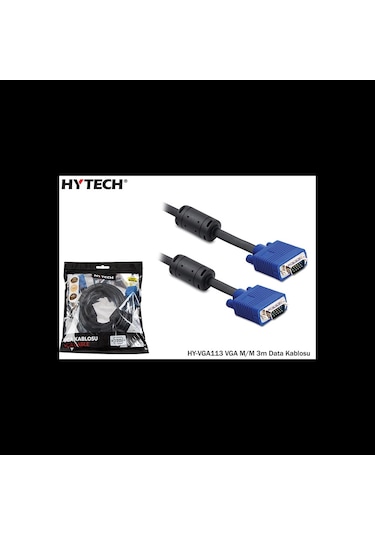 Hytech Hy-vga113, 15pin, İki Ucu Erkek, 3mt, Vga Kablosu