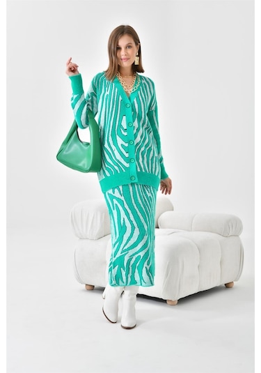 Ftz Women Kadın Zebra Desenli İkili Takım Benetton 20569-benetton Yeşil