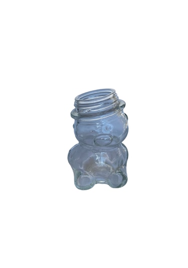 Ayı Cam Şişe - Mantar Tıpalı Ayı Şeklinde Cam Şişe - 75 Ml 5 Adet