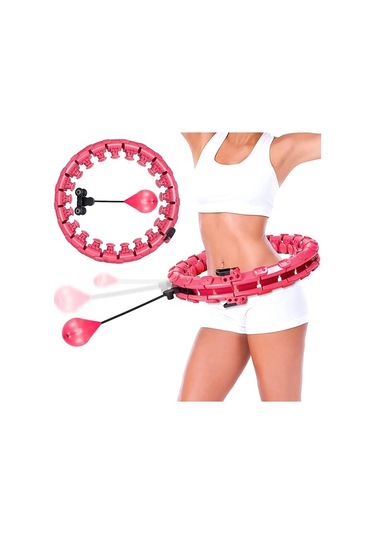 Kochler Masajlı Egzersiz Çemberi - Egzersiz Halkası - Bel Bölgesi Ayarlanabilir - Kondisyon Pembe