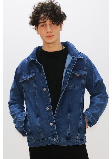 Vikings Jeans Erkek Kot Ceket Lacivert Kot Ceket Lacivert