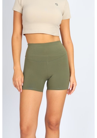 Soft&Basic Bıker Haki Kısa Spor Tayt Haki