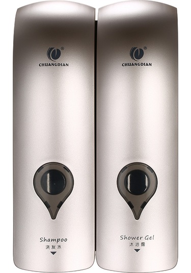 Vkemall Duvar Tipi 2'li El Sabunu Dağıtıcı - Duş Jeli Ve Şampuan Basıncı - Duş Odası Duvar Montajlı Delme Yok - 300ml 2 Kapasite - Şampanya Altını Şampanya Altın