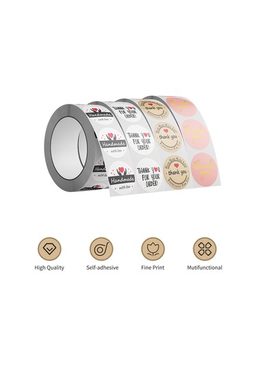 Mufunye Teşekkür Etiketleri, Yuvarlak 25mm, 500 Adet/rulo, Koli Paketleme İçin, Self-adhesive Sticker