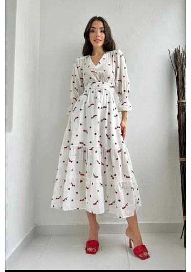 Defymoda Kırmızı Gipeli Vual Elbise Kırmızı